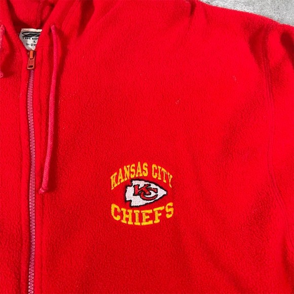 VTG Kansas City Chiefs Hoodie Men Large Red The Edge Fleece Full Zip Embroidered - Picture 2 of 7
